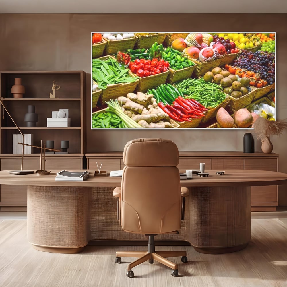 Leinwand Wandbilder Leinwand Premium, LuxCanva® N1076, Farbe Markt, Gemüse, Früchte, Ernte, Markt, Markt, Frische, Natürlich, Bio, Aromen, Überfluss, Restaurant, Küche