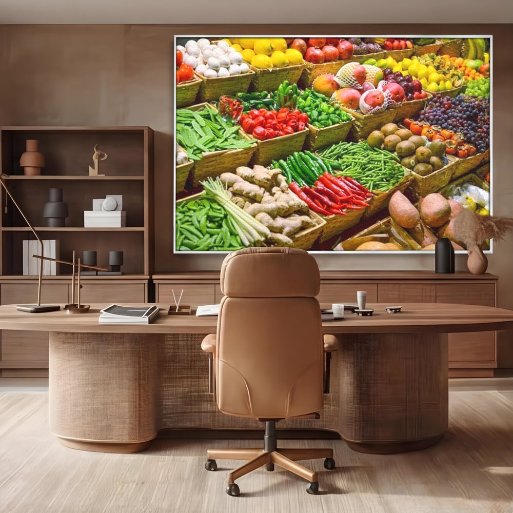 Leinwand Wandbilder Leinwand Premium, LuxCanva® N1076, Farbe Markt, Gemüse, Früchte, Ernte, Markt, Markt, Frische, Natürlich, Bio, Aromen, Überfluss, Restaurant, Küche