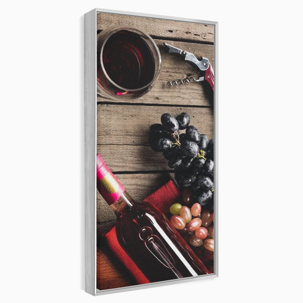 Leinwand Premium Canvas Wandkunst, LuxCanva® N1077, Verkostung, Rotwein, Flasche, Glas, Getränk, Trauben, Moment, Tradition, rustikal, Holz, Kneipe, Bar, Lounge, Restaurant, Küche