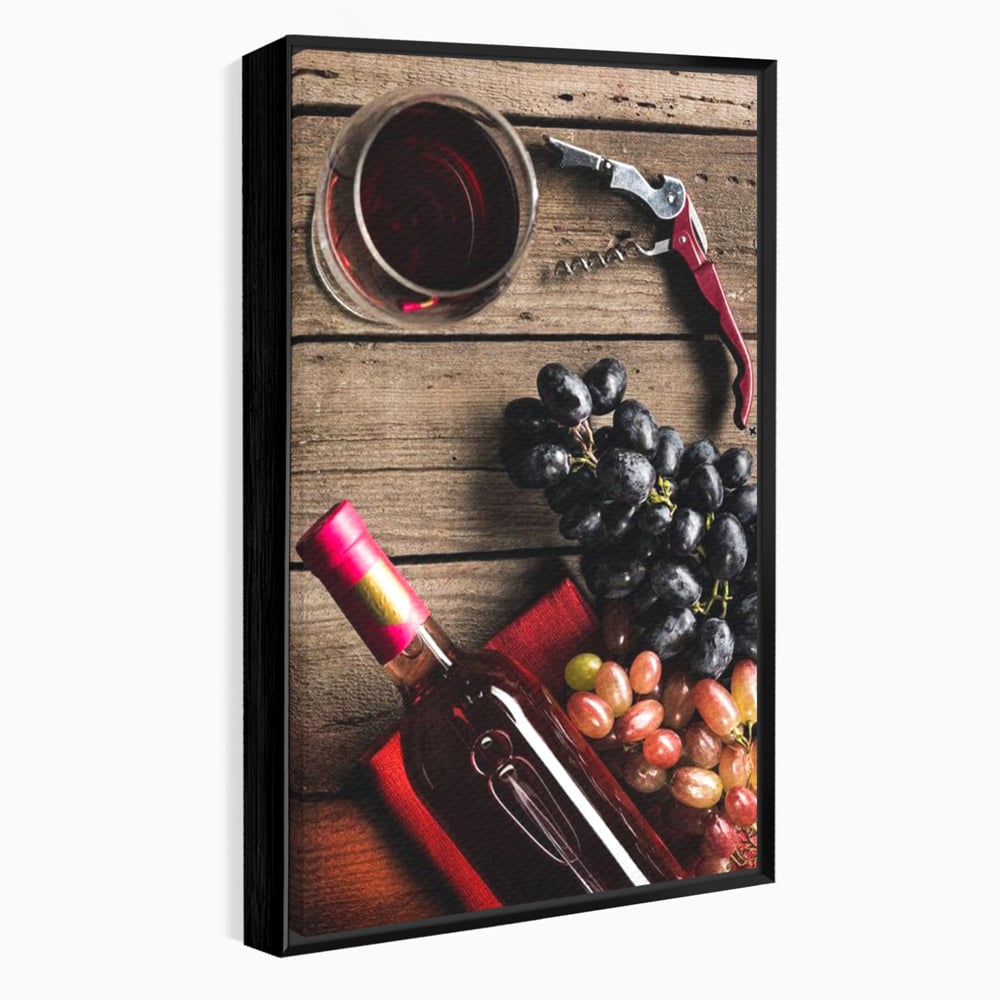 Leinwand Premium Canvas Wandkunst, LuxCanva® N1077, Verkostung, Rotwein, Flasche, Glas, Getränk, Trauben, Moment, Tradition, rustikal, Holz, Kneipe, Bar, Lounge, Restaurant, Küche