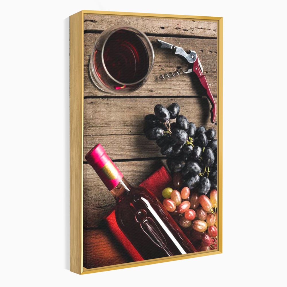 Leinwand Premium Canvas Wandkunst, LuxCanva® N1077, Verkostung, Rotwein, Flasche, Glas, Getränk, Trauben, Moment, Tradition, rustikal, Holz, Kneipe, Bar, Lounge, Restaurant, Küche