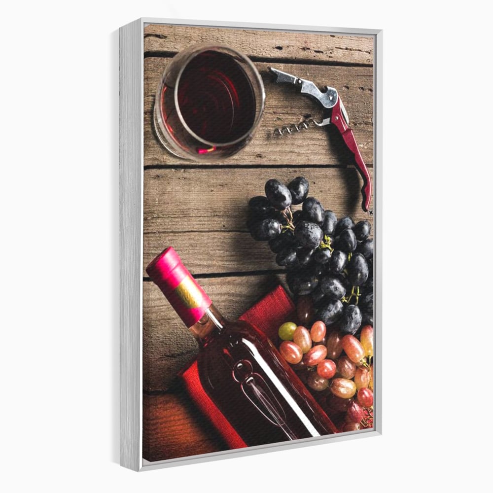 Leinwand Premium Canvas Wandkunst, LuxCanva® N1077, Verkostung, Rotwein, Flasche, Glas, Getränk, Trauben, Moment, Tradition, rustikal, Holz, Kneipe, Bar, Lounge, Restaurant, Küche