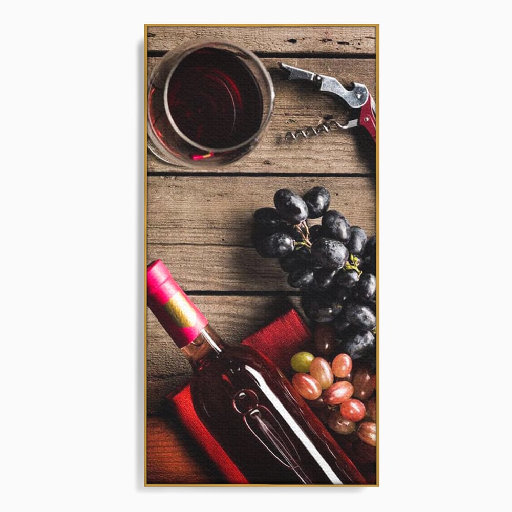 Leinwand Premium Canvas Wandkunst, LuxCanva® N1077, Verkostung, Rotwein, Flasche, Glas, Getränk, Trauben, Moment, Tradition, rustikal, Holz, Kneipe, Bar, Lounge, Restaurant, Küche