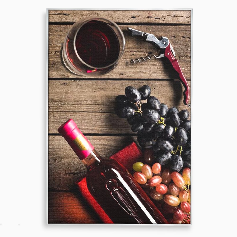 Leinwand Premium Canvas Wandkunst, LuxCanva® N1077, Verkostung, Rotwein, Flasche, Glas, Getränk, Trauben, Moment, Tradition, rustikal, Holz, Kneipe, Bar, Lounge, Restaurant, Küche