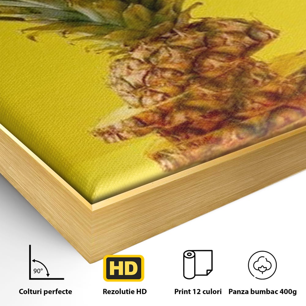 Leinwand Premium Canvas Wall Art, LuxCanva® N1078, Geschmack von Urlaub, Ananas, Obst, Scheiben, tropisch, Energie, Vitamine, süß, frisch, frisch, exotisch, Restaurant, Küche