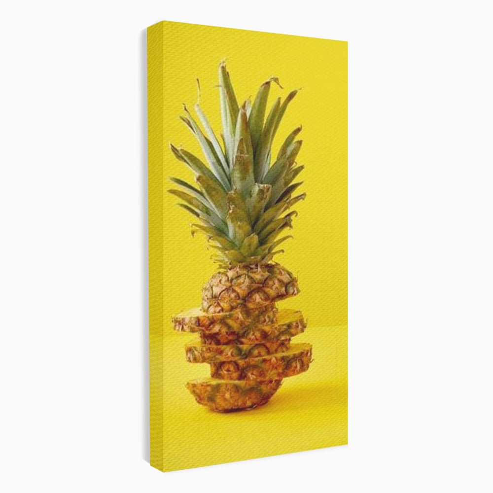Leinwand Premium Canvas Wall Art, LuxCanva® N1078, Geschmack von Urlaub, Ananas, Obst, Scheiben, tropisch, Energie, Vitamine, süß, frisch, frisch, exotisch, Restaurant, Küche