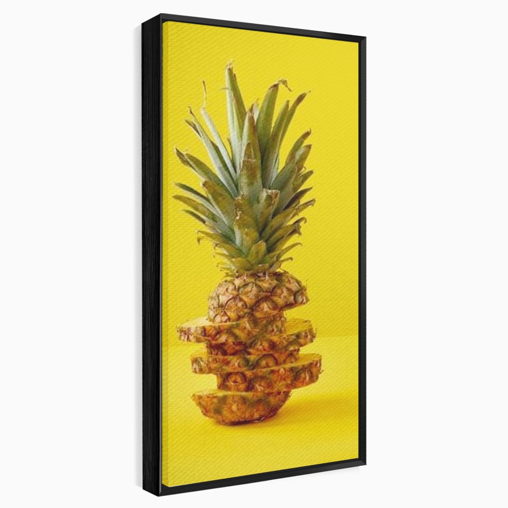 Leinwand Premium Canvas Wall Art, LuxCanva® N1078, Geschmack von Urlaub, Ananas, Obst, Scheiben, tropisch, Energie, Vitamine, süß, frisch, frisch, exotisch, Restaurant, Küche