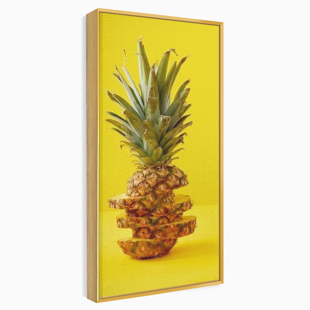 Leinwand Premium Canvas Wall Art, LuxCanva® N1078, Geschmack von Urlaub, Ananas, Obst, Scheiben, tropisch, Energie, Vitamine, süß, frisch, frisch, exotisch, Restaurant, Küche