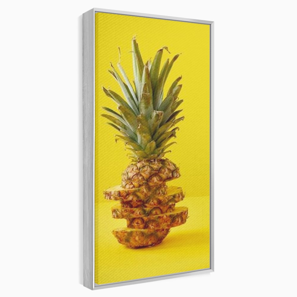 Leinwand Premium Canvas Wall Art, LuxCanva® N1078, Geschmack von Urlaub, Ananas, Obst, Scheiben, tropisch, Energie, Vitamine, süß, frisch, frisch, exotisch, Restaurant, Küche