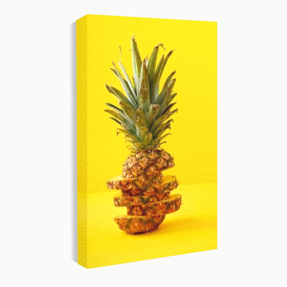 Leinwand Premium Canvas Wall Art, LuxCanva® N1078, Geschmack von Urlaub, Ananas, Obst, Scheiben, tropisch, Energie, Vitamine, süß, frisch, frisch, exotisch, Restaurant, Küche
