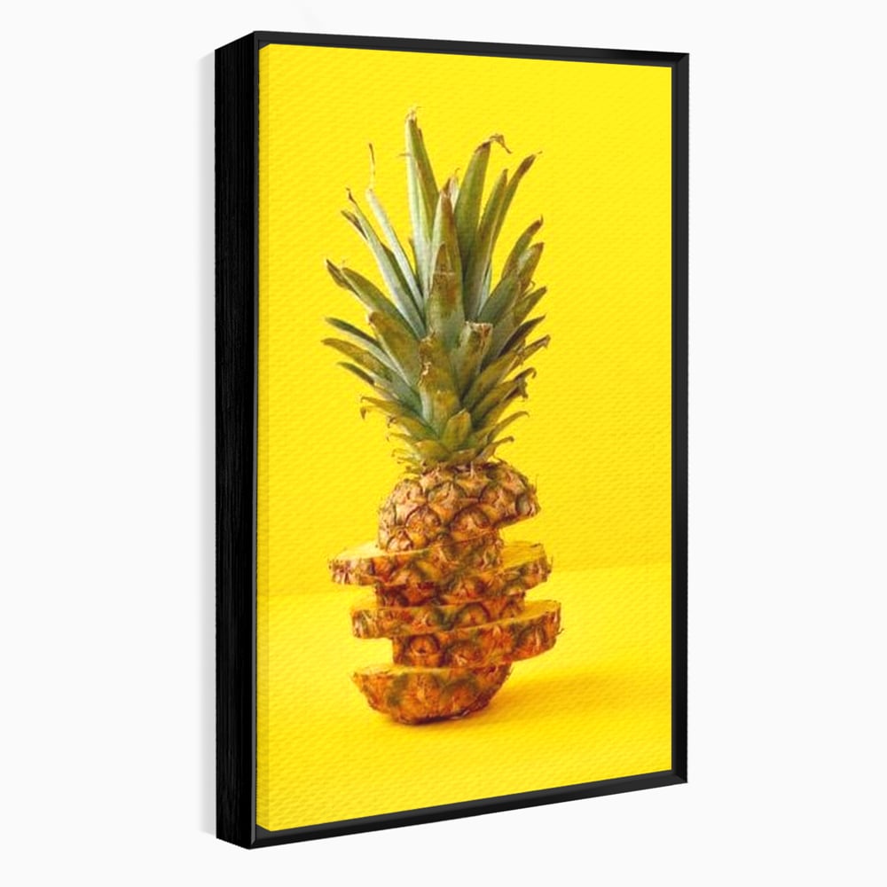 Leinwand Premium Canvas Wall Art, LuxCanva® N1078, Geschmack von Urlaub, Ananas, Obst, Scheiben, tropisch, Energie, Vitamine, süß, frisch, frisch, exotisch, Restaurant, Küche