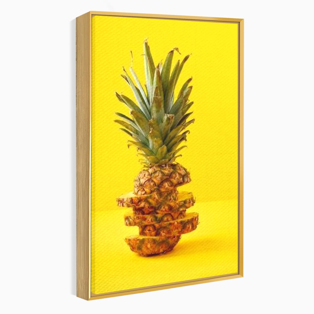 Leinwand Premium Canvas Wall Art, LuxCanva® N1078, Geschmack von Urlaub, Ananas, Obst, Scheiben, tropisch, Energie, Vitamine, süß, frisch, frisch, exotisch, Restaurant, Küche