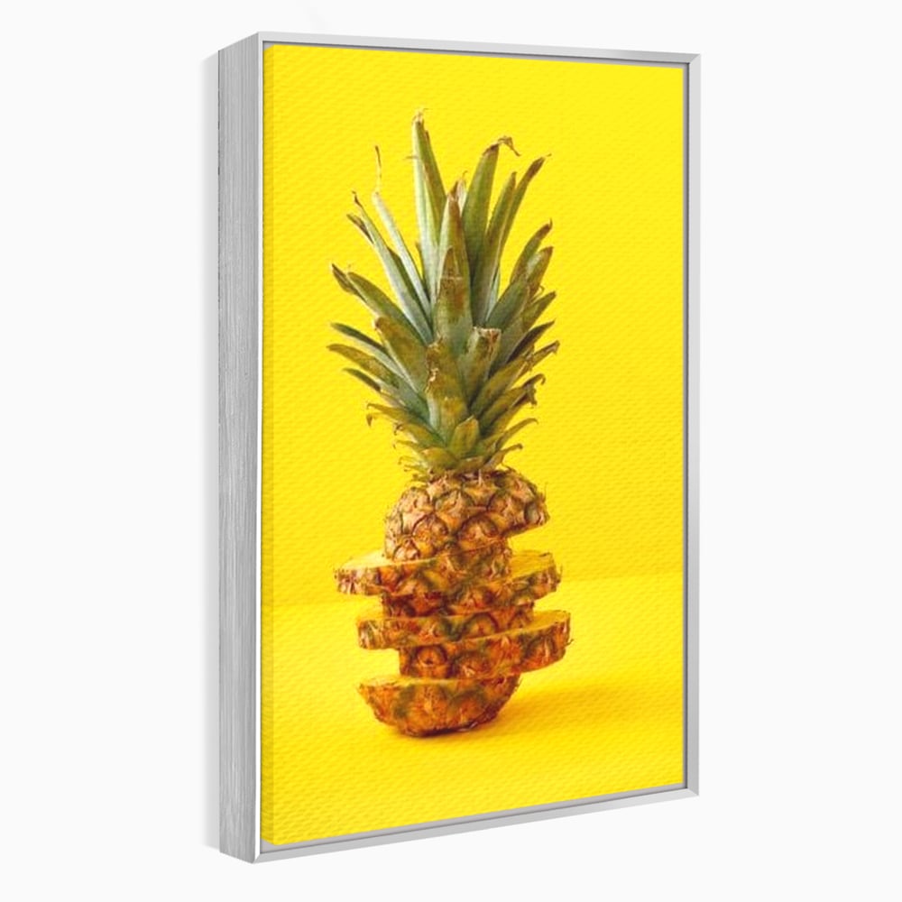 Leinwand Premium Canvas Wall Art, LuxCanva® N1078, Geschmack von Urlaub, Ananas, Obst, Scheiben, tropisch, Energie, Vitamine, süß, frisch, frisch, exotisch, Restaurant, Küche