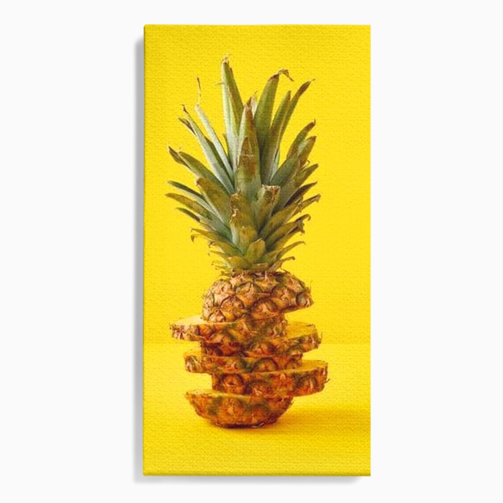 Leinwand Premium Canvas Wall Art, LuxCanva® N1078, Geschmack von Urlaub, Ananas, Obst, Scheiben, tropisch, Energie, Vitamine, süß, frisch, frisch, exotisch, Restaurant, Küche