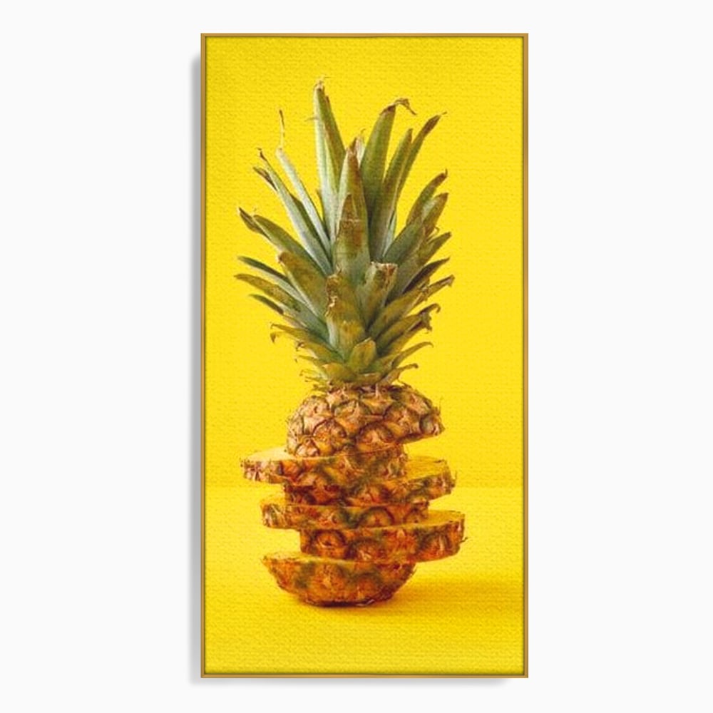 Leinwand Premium Canvas Wall Art, LuxCanva® N1078, Geschmack von Urlaub, Ananas, Obst, Scheiben, tropisch, Energie, Vitamine, süß, frisch, frisch, exotisch, Restaurant, Küche