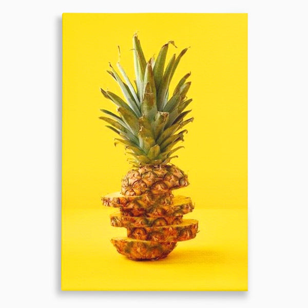 Leinwand Premium Canvas Wall Art, LuxCanva® N1078, Geschmack von Urlaub, Ananas, Obst, Scheiben, tropisch, Energie, Vitamine, süß, frisch, frisch, exotisch, Restaurant, Küche