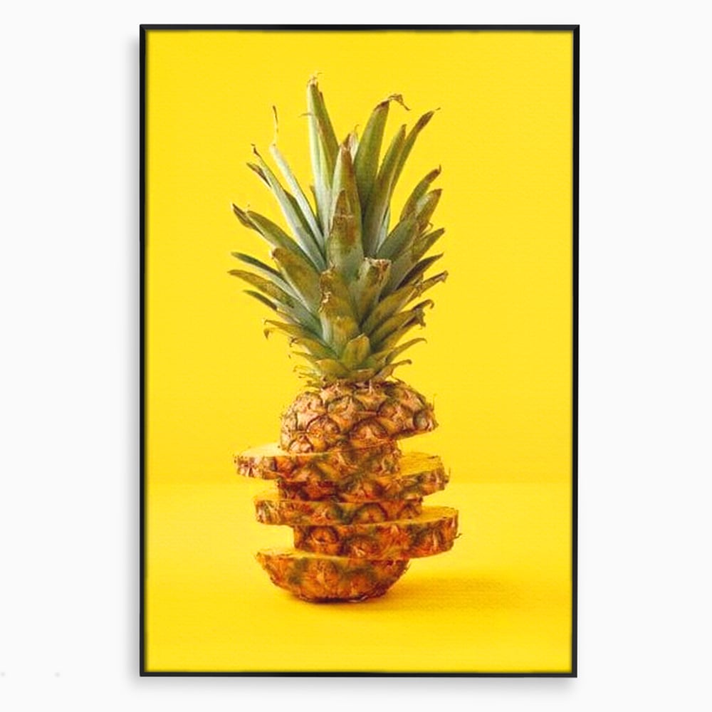 Leinwand Premium Canvas Wall Art, LuxCanva® N1078, Geschmack von Urlaub, Ananas, Obst, Scheiben, tropisch, Energie, Vitamine, süß, frisch, frisch, exotisch, Restaurant, Küche