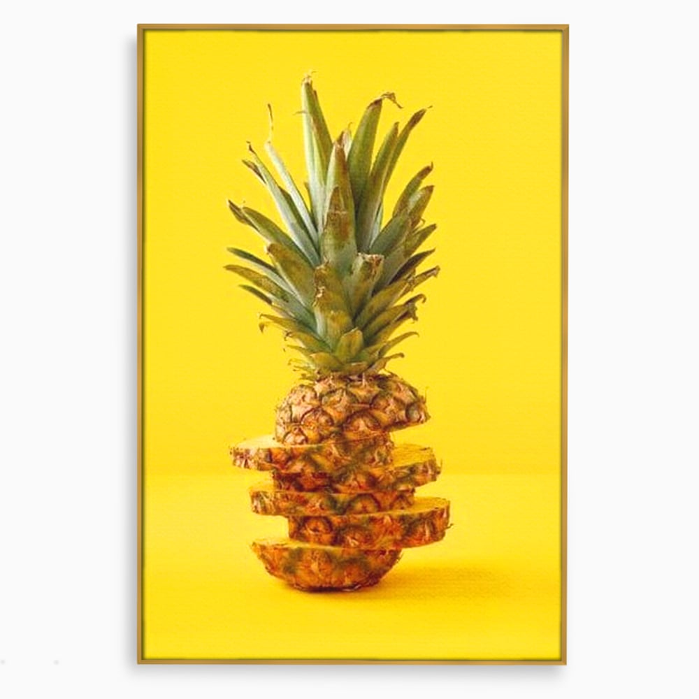 Leinwand Premium Canvas Wall Art, LuxCanva® N1078, Geschmack von Urlaub, Ananas, Obst, Scheiben, tropisch, Energie, Vitamine, süß, frisch, frisch, exotisch, Restaurant, Küche