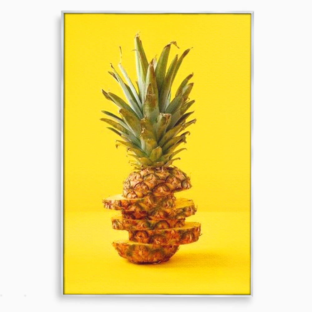Leinwand Premium Canvas Wall Art, LuxCanva® N1078, Geschmack von Urlaub, Ananas, Obst, Scheiben, tropisch, Energie, Vitamine, süß, frisch, frisch, exotisch, Restaurant, Küche