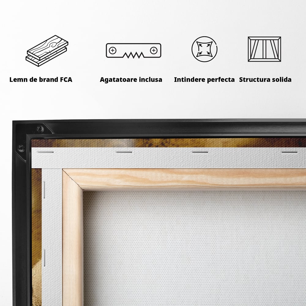 Tablou Canvas Premium, LuxCanva® N1079, Lumea Cafelei, Harta Lumii, Ceasca, Cafea, Espresso, Aburi, Fierbinte, Proaspat, Boabe, Vintage, Cafenea, Pub, Bar, Lounge, Restaurant, Bucatarie