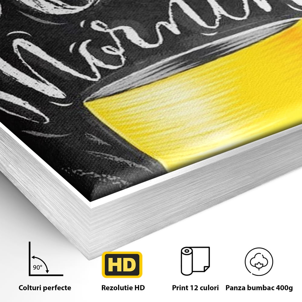 Tablou Canvas Premium, LuxCanva® N1080, Dimineata Perfecta, Cafea, Espresso, Ceasca, Mesaj, Boabe, Energie, Arta Moderna, Cafenea, Pub, Bar, Lounge, Restaurant, Bucatarie