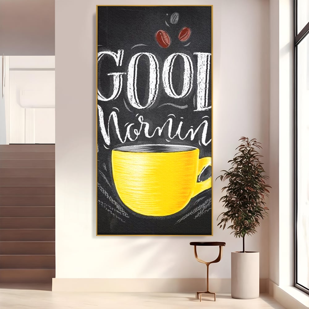 Tablou Canvas Premium, LuxCanva® N1080, Dimineata Perfecta, Cafea, Espresso, Ceasca, Mesaj, Boabe, Energie, Arta Moderna, Cafenea, Pub, Bar, Lounge, Restaurant, Bucatarie