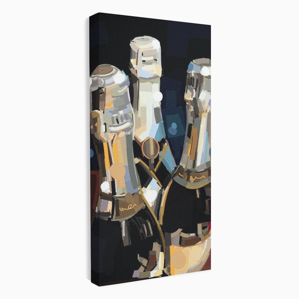 Tablou Canvas Premium, LuxCanva® N1081, Sclipiri de Cristal, Sticle, Sampanie, Arta Abstract, Lux, Petrecere, Festiv, Sarbatoare, Pub, Bar, Lounge, Restaurant, Bucatarie