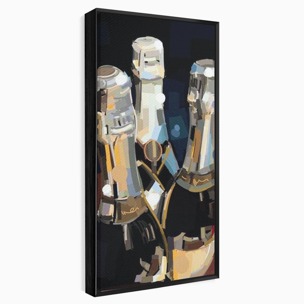 Tablou Canvas Premium, LuxCanva® N1081, Sclipiri de Cristal, Sticle, Sampanie, Arta Abstract, Lux, Petrecere, Festiv, Sarbatoare, Pub, Bar, Lounge, Restaurant, Bucatarie