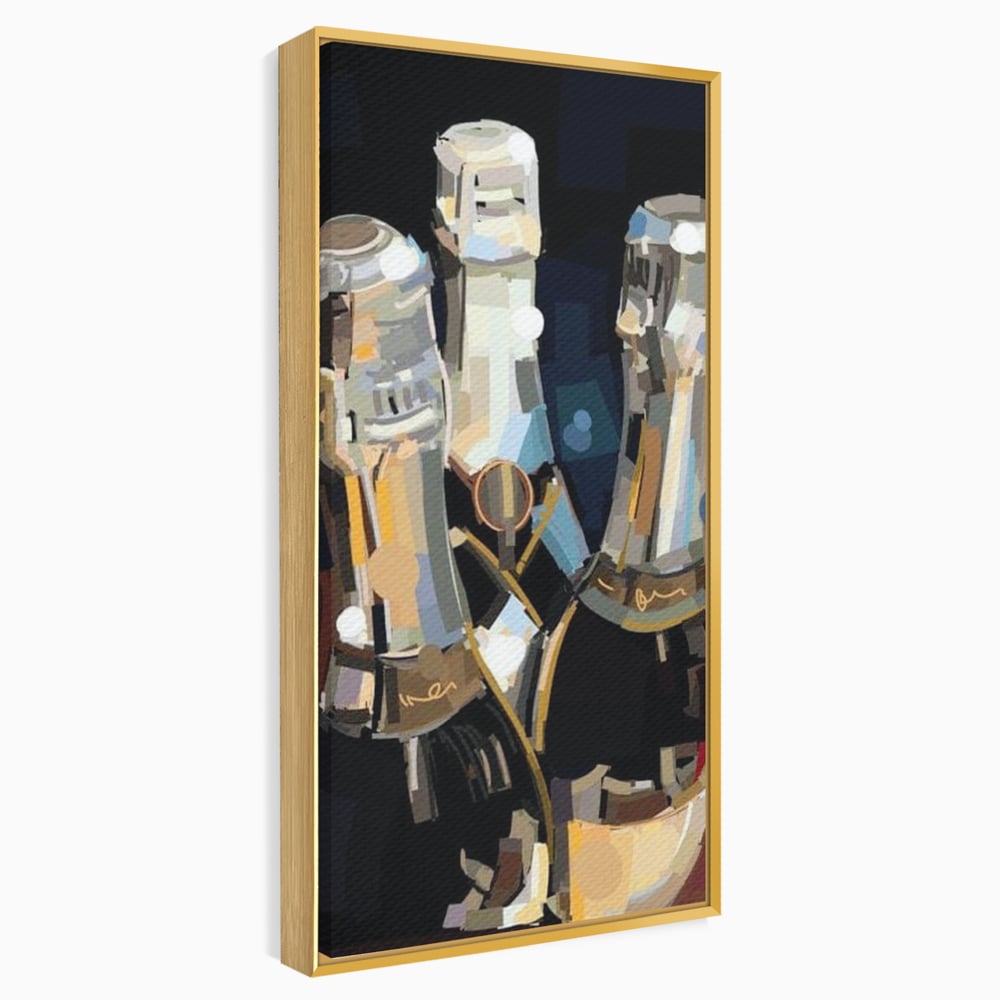 Tablou Canvas Premium, LuxCanva® N1081, Sclipiri de Cristal, Sticle, Sampanie, Arta Abstract, Lux, Petrecere, Festiv, Sarbatoare, Pub, Bar, Lounge, Restaurant, Bucatarie