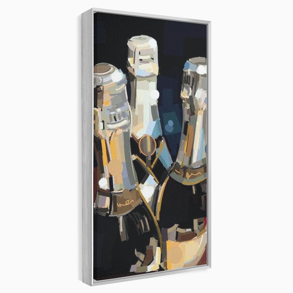 Tablou Canvas Premium, LuxCanva® N1081, Sclipiri de Cristal, Sticle, Sampanie, Arta Abstract, Lux, Petrecere, Festiv, Sarbatoare, Pub, Bar, Lounge, Restaurant, Bucatarie