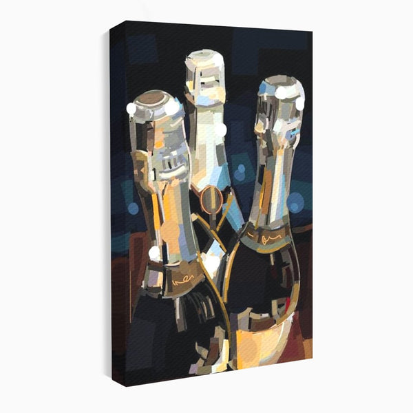 Tablou Canvas Premium, LuxCanva® N1081, Sclipiri de Cristal, Sticle, Sampanie, Arta Abstract, Lux, Petrecere, Festiv, Sarbatoare, Pub, Bar, Lounge, Restaurant, Bucatarie