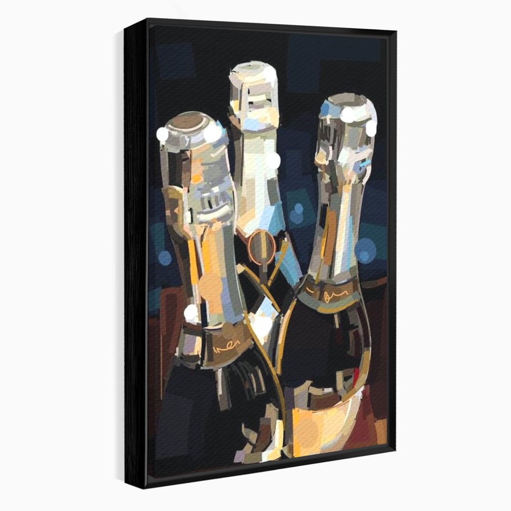 Tablou Canvas Premium, LuxCanva® N1081, Sclipiri de Cristal, Sticle, Sampanie, Arta Abstract, Lux, Petrecere, Festiv, Sarbatoare, Pub, Bar, Lounge, Restaurant, Bucatarie