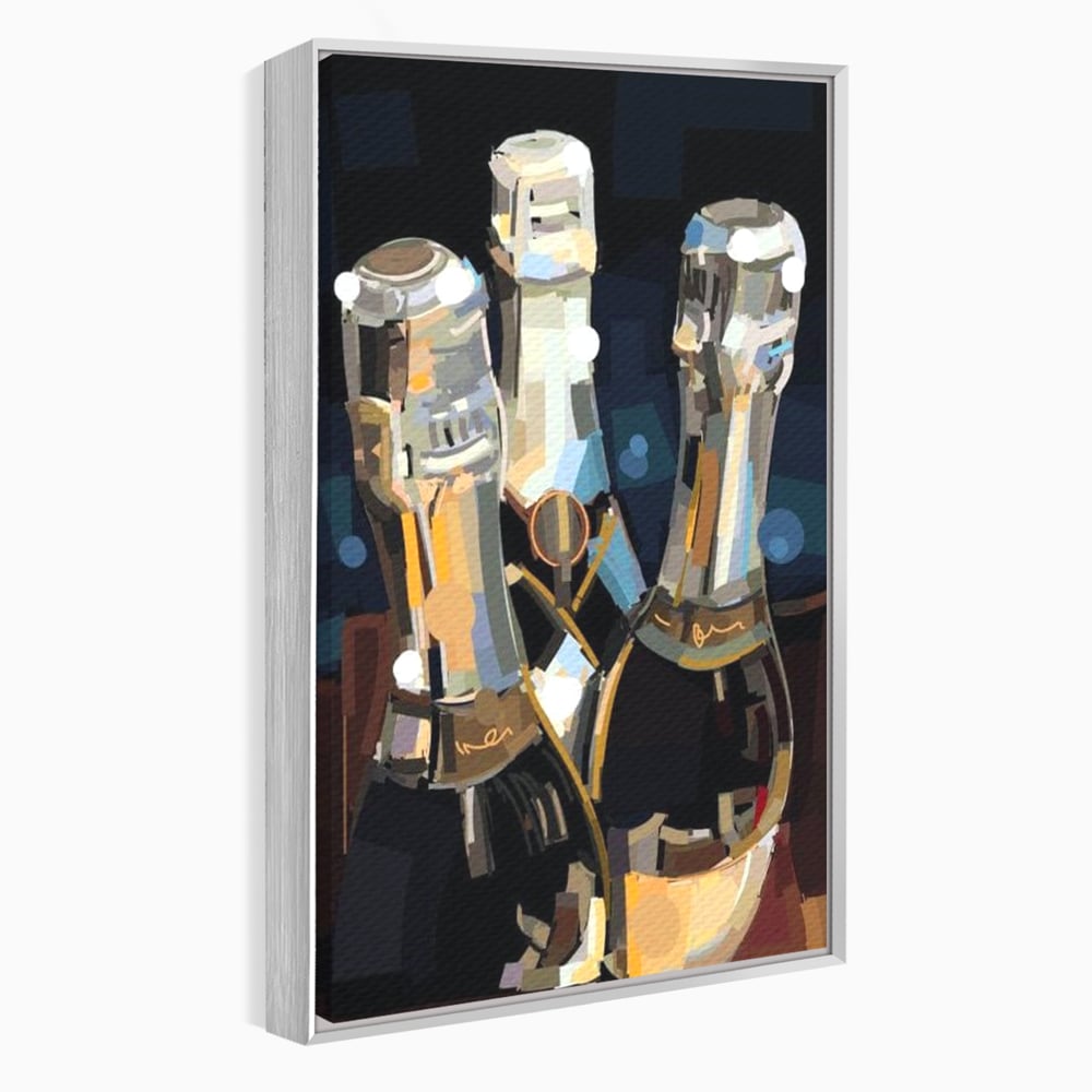 Tablou Canvas Premium, LuxCanva® N1081, Sclipiri de Cristal, Sticle, Sampanie, Arta Abstract, Lux, Petrecere, Festiv, Sarbatoare, Pub, Bar, Lounge, Restaurant, Bucatarie