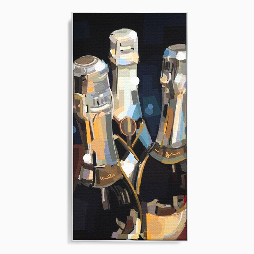 Tablou Canvas Premium, LuxCanva® N1081, Sclipiri de Cristal, Sticle, Sampanie, Arta Abstract, Lux, Petrecere, Festiv, Sarbatoare, Pub, Bar, Lounge, Restaurant, Bucatarie