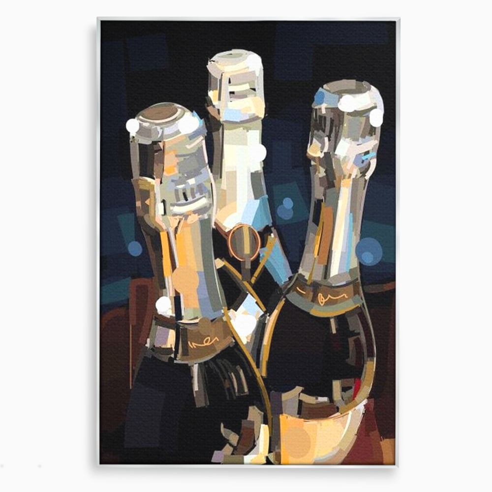Tablou Canvas Premium, LuxCanva® N1081, Sclipiri de Cristal, Sticle, Sampanie, Arta Abstract, Lux, Petrecere, Festiv, Sarbatoare, Pub, Bar, Lounge, Restaurant, Bucatarie