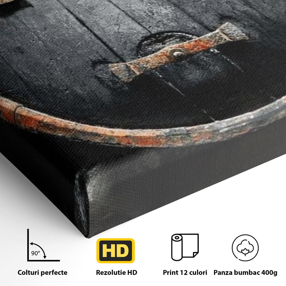 Tablou Canvas Premium, LuxCanva® N1084, Povestea Cramei, Butoi, Lemn, Vin, Bautura, Traditie, Rustic, Aroma, Secrete, Mister, Pivnita, Esenta, Pub, Bar, Restaurant, Bucatarie