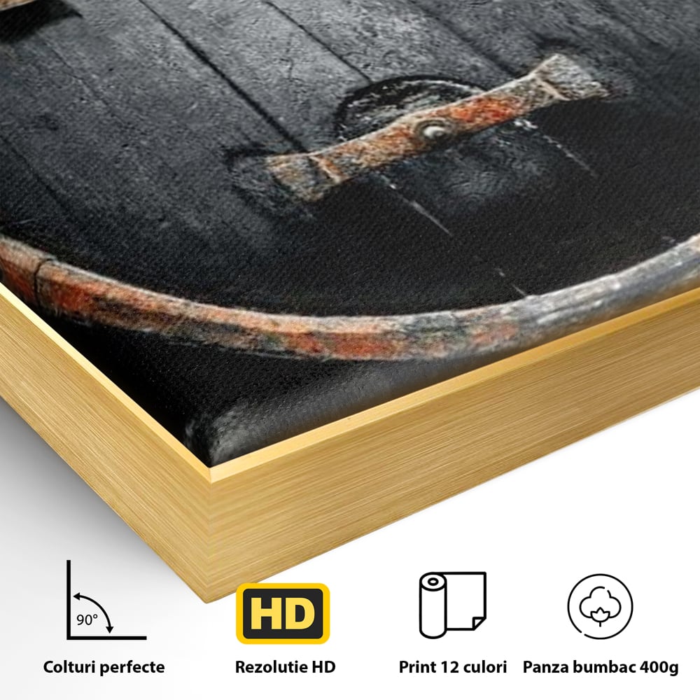 Tablou Canvas Premium, LuxCanva® N1084, Povestea Cramei, Butoi, Lemn, Vin, Bautura, Traditie, Rustic, Aroma, Secrete, Mister, Pivnita, Esenta, Pub, Bar, Restaurant, Bucatarie