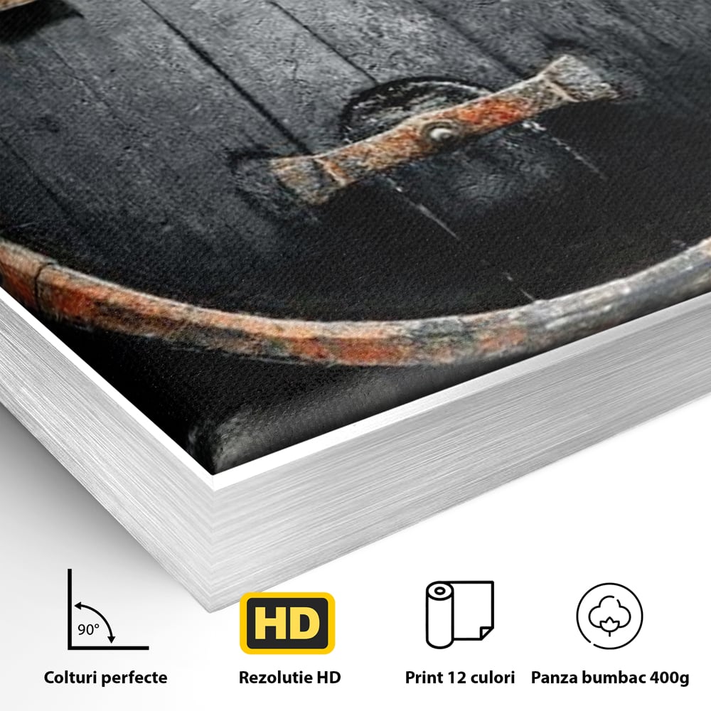 Tablou Canvas Premium, LuxCanva® N1084, Povestea Cramei, Butoi, Lemn, Vin, Bautura, Traditie, Rustic, Aroma, Secrete, Mister, Pivnita, Esenta, Pub, Bar, Restaurant, Bucatarie