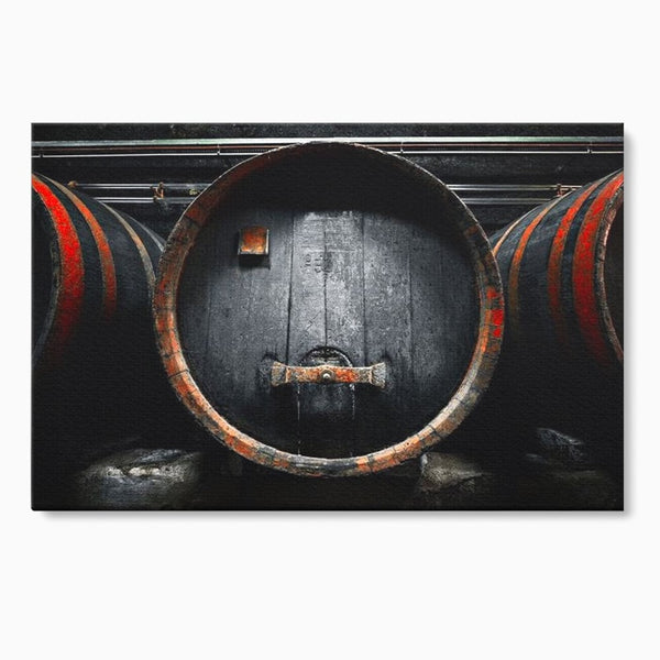 Tablou Canvas Premium, LuxCanva® N1084, Povestea Cramei, Butoi, Lemn, Vin, Bautura, Traditie, Rustic, Aroma, Secrete, Mister, Pivnita, Esenta, Pub, Bar, Restaurant, Bucatarie