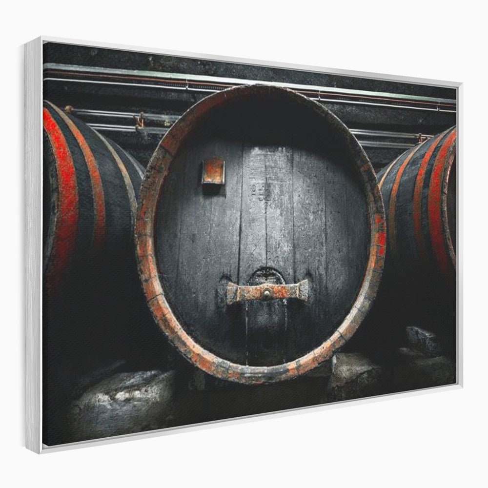 Tablou Canvas Premium, LuxCanva® N1084, Povestea Cramei, Butoi, Lemn, Vin, Bautura, Traditie, Rustic, Aroma, Secrete, Mister, Pivnita, Esenta, Pub, Bar, Restaurant, Bucatarie