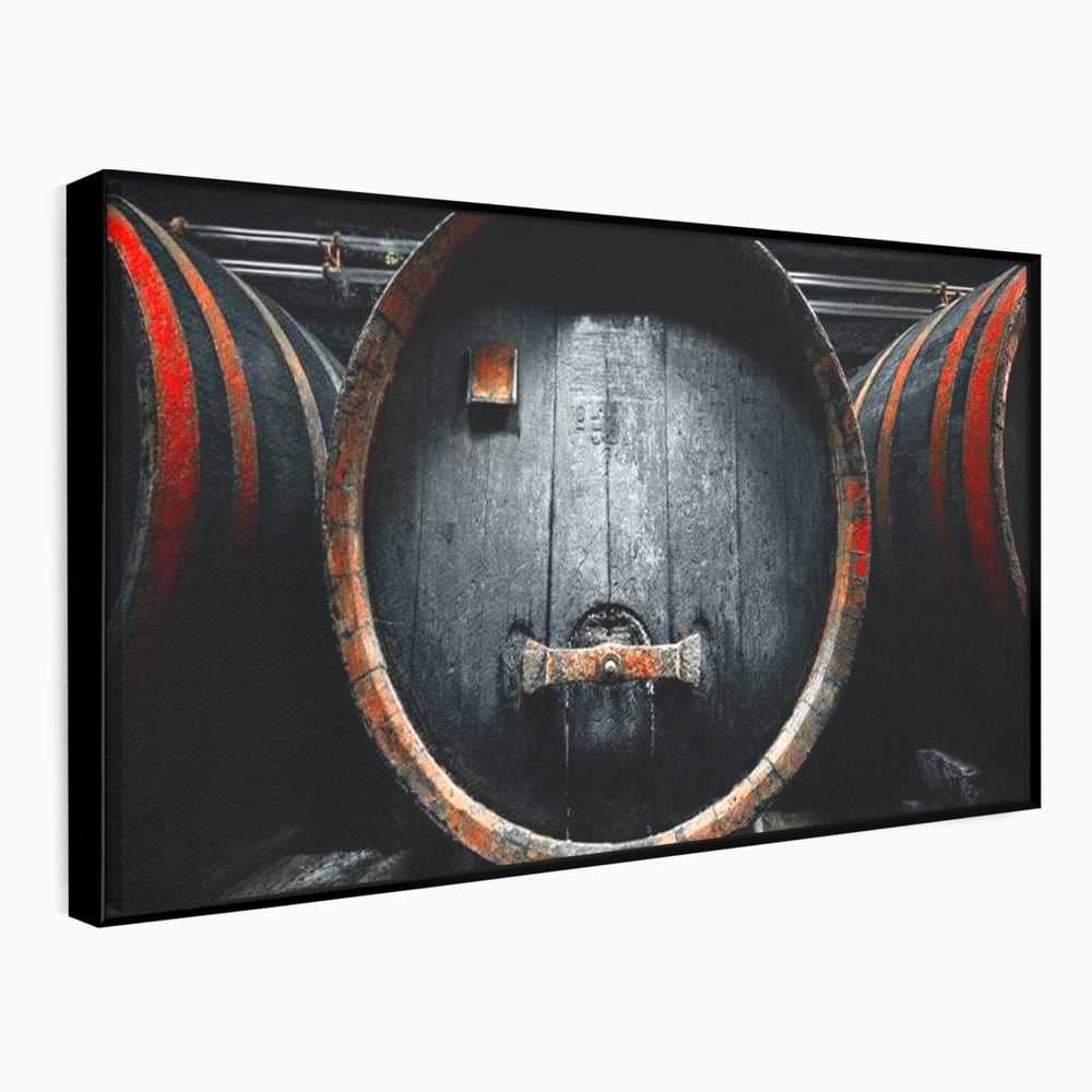 Tablou Canvas Premium, LuxCanva® N1084, Povestea Cramei, Butoi, Lemn, Vin, Bautura, Traditie, Rustic, Aroma, Secrete, Mister, Pivnita, Esenta, Pub, Bar, Restaurant, Bucatarie