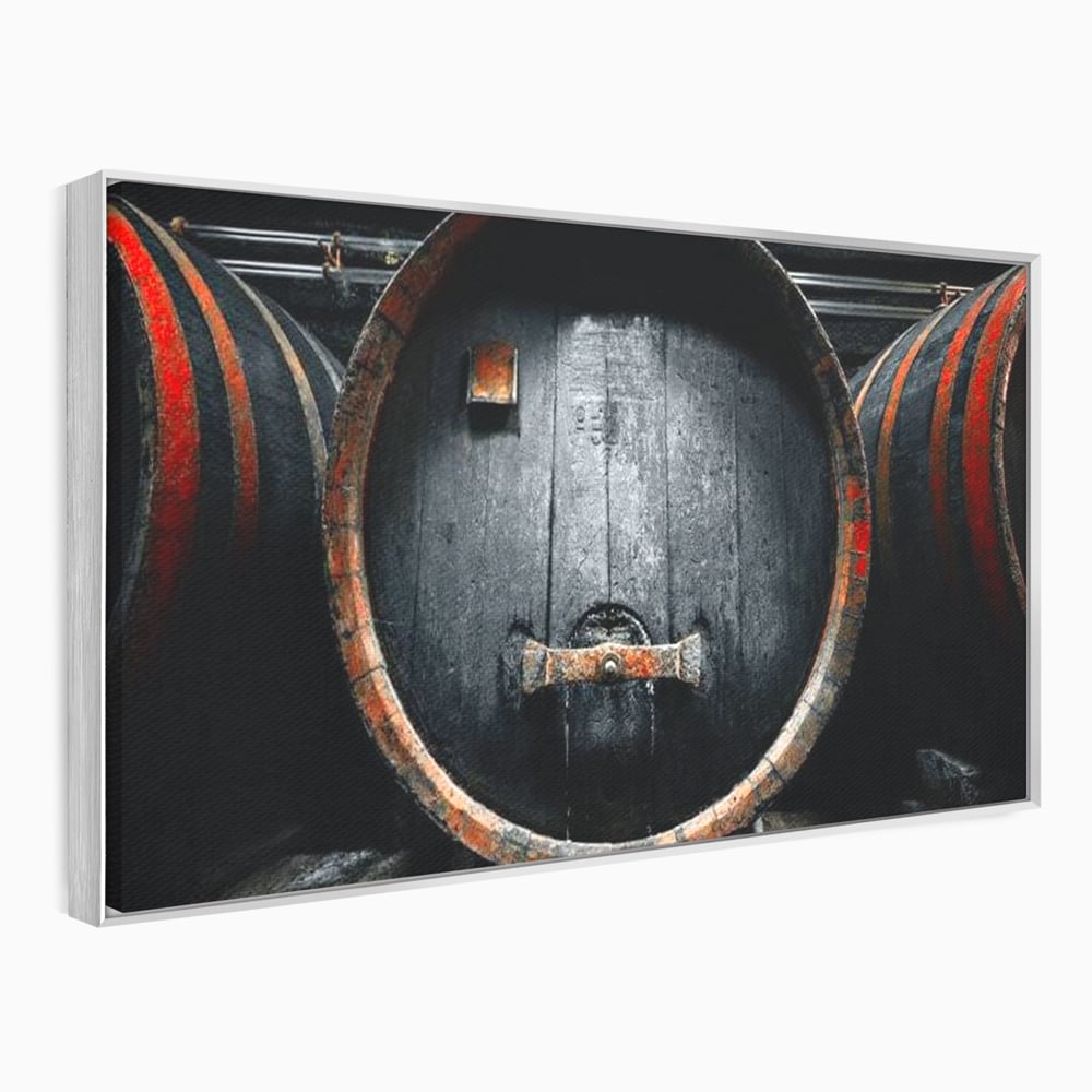 Tablou Canvas Premium, LuxCanva® N1084, Povestea Cramei, Butoi, Lemn, Vin, Bautura, Traditie, Rustic, Aroma, Secrete, Mister, Pivnita, Esenta, Pub, Bar, Restaurant, Bucatarie