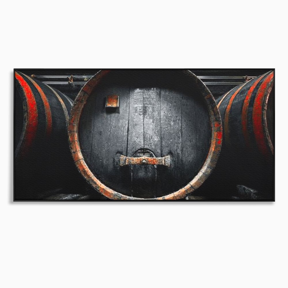 Tablou Canvas Premium, LuxCanva® N1084, Povestea Cramei, Butoi, Lemn, Vin, Bautura, Traditie, Rustic, Aroma, Secrete, Mister, Pivnita, Esenta, Pub, Bar, Restaurant, Bucatarie