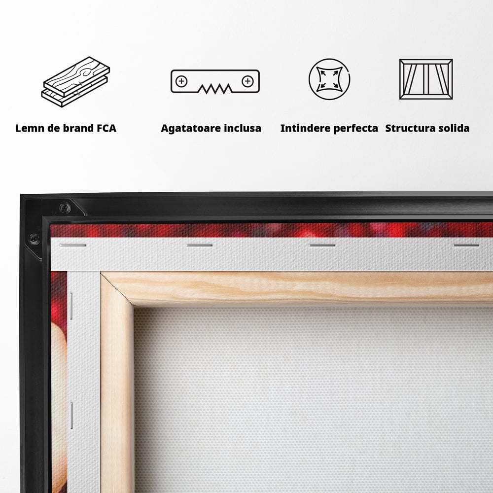 Tablou Canvas Premium, LuxCanva® N1085, Fructul Iubirii, Butoi, Lemn, Rodie, Fructe, Inima, Rosu, Iubire, Pasiune, Seminte, Natural, Energie, Restaurant, Bucatarie