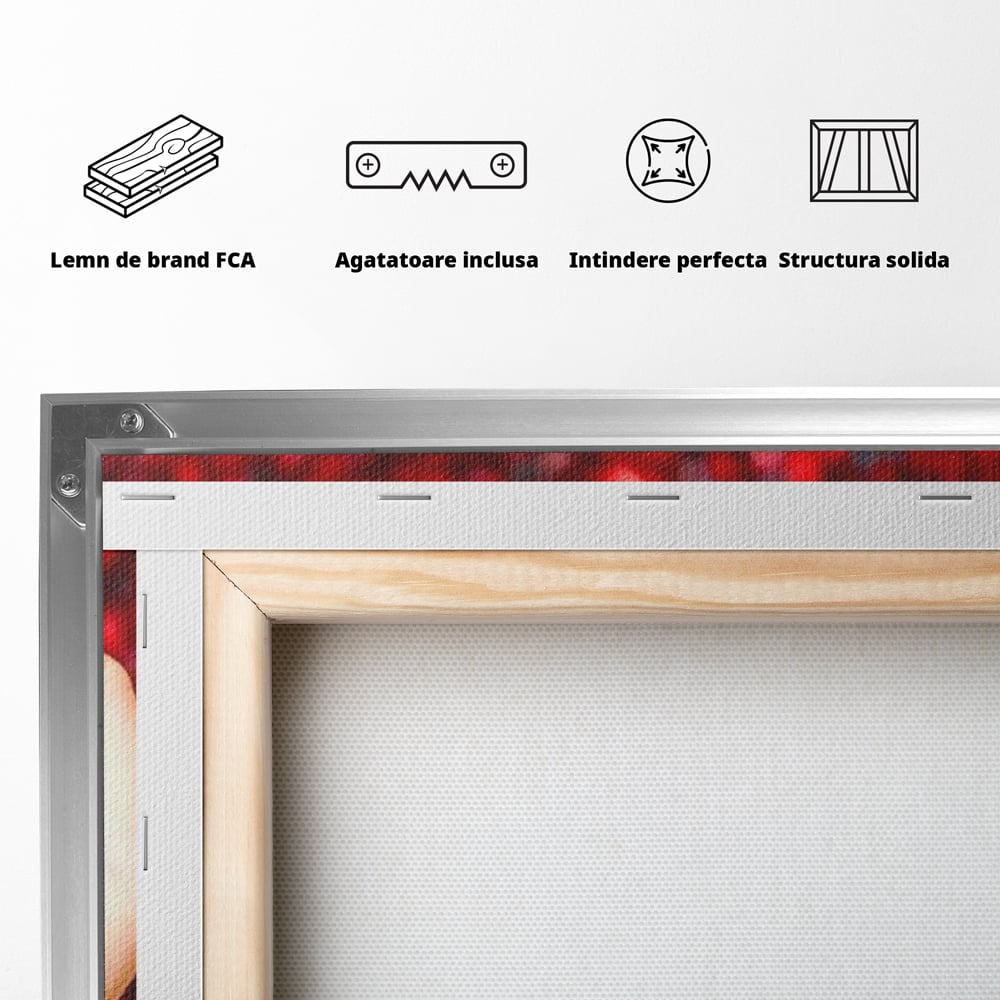 Tablou Canvas Premium, LuxCanva® N1085, Fructul Iubirii, Butoi, Lemn, Rodie, Fructe, Inima, Rosu, Iubire, Pasiune, Seminte, Natural, Energie, Restaurant, Bucatarie