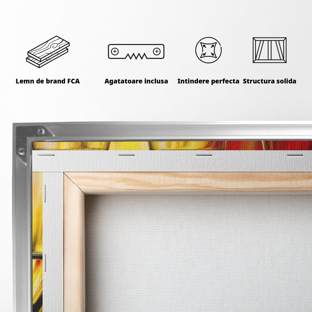 Tablou Canvas Premium, LuxCanva® N1086, Petrecere in Trei, Pahare, Vin, Party, Culori Vibrante, Pictura, Arta Abstracta, Simetrie, Energie, Bautura, Pub, Bar, Lounge, Restaurant, Bucatarie