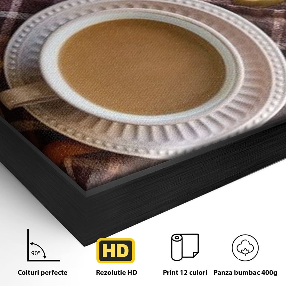 Tablou Canvas Premium, LuxCanva® N1088, Clipe Dulci, Cafea, Espresso, Desert, Placinta, Scortisoara, Rustic, Mic Dejun, Relaxare, Dimineata, Cafenea, Restaurant, Bucatarie