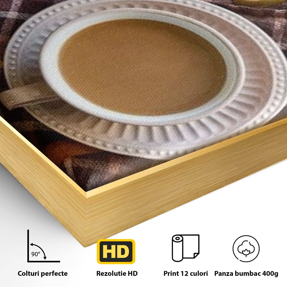 Tablou Canvas Premium, LuxCanva® N1088, Clipe Dulci, Cafea, Espresso, Desert, Placinta, Scortisoara, Rustic, Mic Dejun, Relaxare, Dimineata, Cafenea, Restaurant, Bucatarie