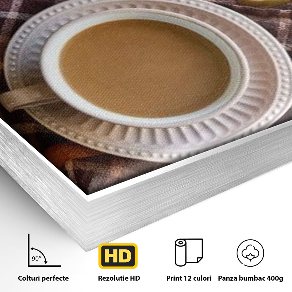 Tablou Canvas Premium, LuxCanva® N1088, Clipe Dulci, Cafea, Espresso, Desert, Placinta, Scortisoara, Rustic, Mic Dejun, Relaxare, Dimineata, Cafenea, Restaurant, Bucatarie