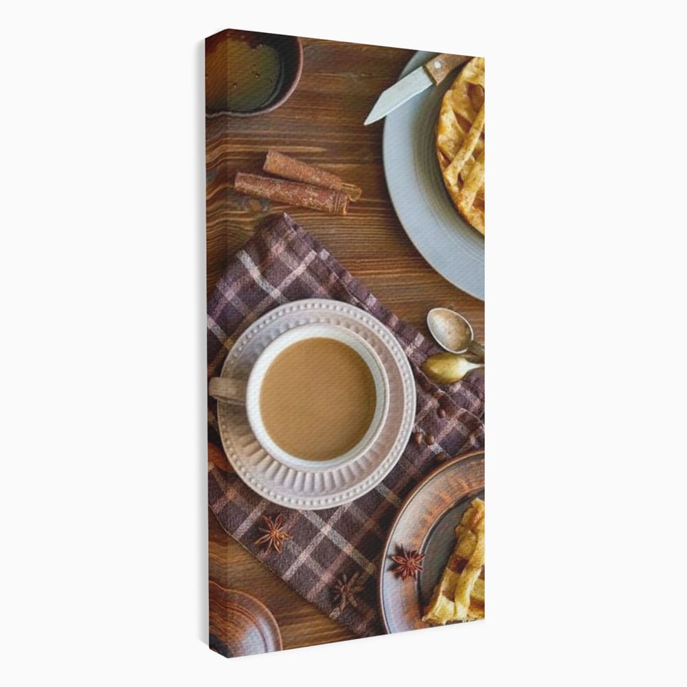Tablou Canvas Premium, LuxCanva® N1088, Clipe Dulci, Cafea, Espresso, Desert, Placinta, Scortisoara, Rustic, Mic Dejun, Relaxare, Dimineata, Cafenea, Restaurant, Bucatarie